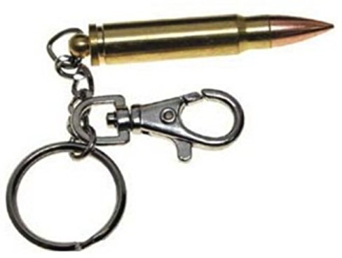 Porte Clefs Cle Balle cartouche inerte mousqueton Laiton Cuivre Chasse Peche Us Us Army