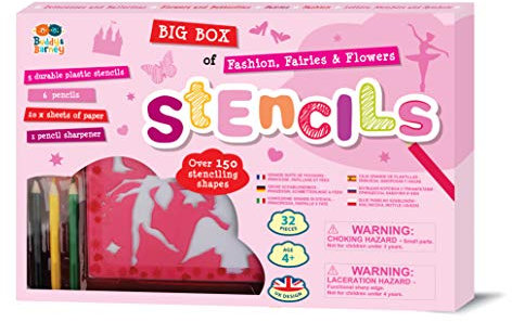 Buddy & Barney , Fashion, Fairies, Unicorns & Princesses Stencil Box Set - Stencilling Arts and Crafts Kit for Children Kids BB022