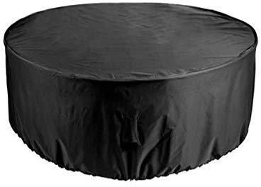 RUILASA Round Patio Set Cover Outdoor Table Cover, Medium - Strong and Durable, Premium High Grade Waterproof UV Furniture Cover - Black (4-6 Seats) 1.1x2.3m