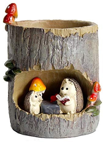 FunnyGoo Sukkulenten-Übertopf, Blumentöpfe, Bonsai-Töpfe mit niedlichen Tieren für Büro, Balkon und Garten, Hedgehog