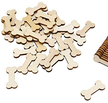 VORCOOL 50Pcs unvollendete Holz Hundeknochen Ausschnitte bereit zu malen oder zu dekorieren für Holz Handwerk und DIY-Projekte