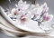 decomonkey Fototapete Blumen Abstrakt 350x256 cm XL Tapete Wandbild Wandbild Bild Fototapeten Tapeten Wandtapete Wandtapete Magnolie Orchidee 3d Effekt grau rosa Holz braun