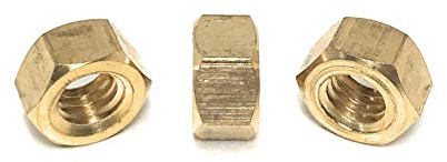 3/8-16 Brass Finished Hex Nuts - Solid Brass Hex Nuts (25 Pieces)