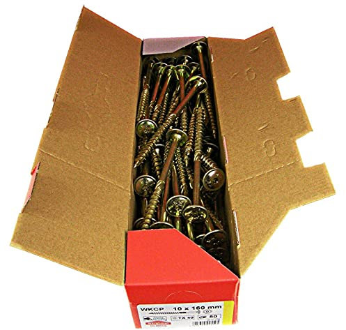 Vis à bois de charpente à tête plate à empreinte TX pour constructions en bois (50pièces 10x160mm TX40)