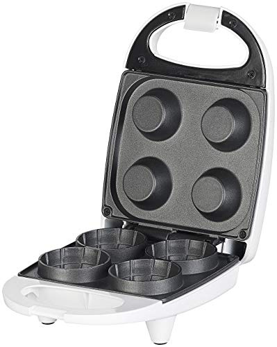 Rosenstein & Söhne Macchine per Waffle - waffle cup maker: Piastra per waffle, per 4 mini coppette di cialde gelato, antiaderente, 520 Watt (waffel maker coni di, coppette cialda in ferro, sciarpa)