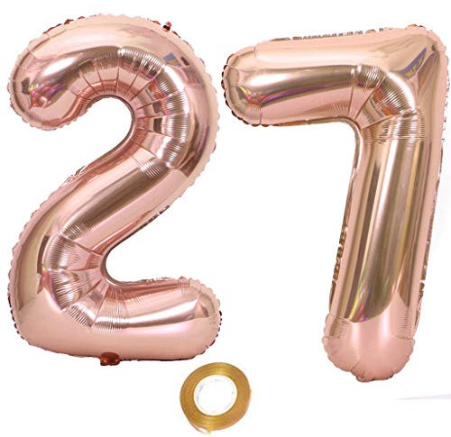 Luftballons Zahl 27 rosegold Nummer 27 Luftballon 27 Rosegold Folienballon 27. Geburtstag deko frauen, 32 Zoll Große Ballon Zahl 27 Riese Heliumfolie 27 jahre Geburtstag deko frau Mädchen