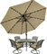 MASTERCANOPY Sombrilla de patio con 32 luces LED solares y 8 varillas (9 pies, caqui)