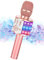 Ankuka Micrófono Karaoke Bluetooth Micrófono Inalámbrico Karaoke Micrófono Niña con Luces LED Regalo Juguetes para Niños Micrófono Cambiador de Voz, Compatible con Android, iOS, PC Oro Rosa Nuevo