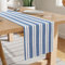 Encasa XO Chemin de Table en Coton | Taille 32x230 cm | Rayures Bleues Franca - Lavable en Machine et Durable