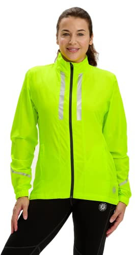 Time To Run Veste de Course a Pied pour Femme avec Poches - Légère Coupe-Vent Respirant - Idéal pour l'exercice et Le Jogging - de L Vert Citron