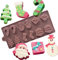 JasCherry Silikonformen für Weihnachten, Bonbon Schokoladenformen, Motivbackformen mit Weihnachtsmann Weihnachtsbaum Socken Glocken Schneemänner, für Kuchen Pudding Kuchen Seife Muffin