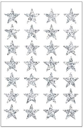 bsb Sticker Weihnachten mit Stern-Motiv -Stickerbogen in 7,8 x 12,5 cm - kleine Aufkleber - selbstklebende silberne Sterne - Aufkleber Weihnachten - Deko Sterne mit Glitter