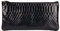 Clairefontaine 410181C - Flaches Schlamermäppchen aus Lammleder mit Pythonmuster 22x11 cm, ideal für Schulaccessoires und Make-up, schwarz, 1 Stück