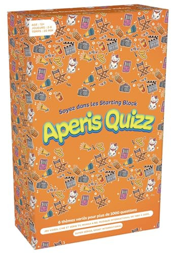TOPI GAMES | Aperis Quizz | Jeu de société Dès 12 Ans + | Jeu de cartes en Famille avec Plateau | 2 à 8 joueurs | 180 Cartes 1000 Questions et 6 Thèmes | 20 Min | Ambiance | Idée Cadeau | VF