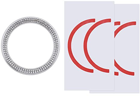 eMagTech Lenkrad-Logo Kappe Abdeckung Aufkleber Kompatibel mit BMW x1 x3 x4 x5 x6 1 3 4 5 7 Serie Auto Innenraum Bling Aufkleber Dekoration Zubehör Zinklegierung Strass Silber