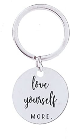 BCughia Schlusselanheger Cool, Schlüsselanhänger Paar Klein Rostfreier Stahl 25Mm Schlüsselanhänge mit Gravur Love Youself More für Erntedank