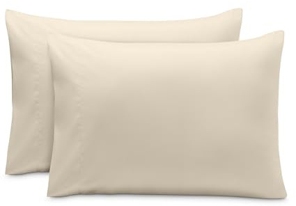 Bare Home Microfibre Pillowcase Set Standard Size - 2 Pack Pillow Cases - Lightweight - Cooling - Soft Brushed Microfibre - Pillow Covers (50x75, Sand)