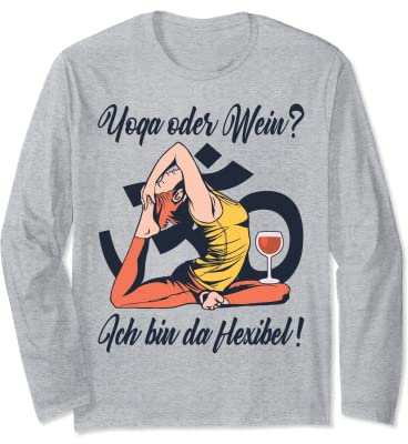 Yoga Frau Meditation Gymnastik - Wein Rotwein Weinliebhaber Langarmshirt