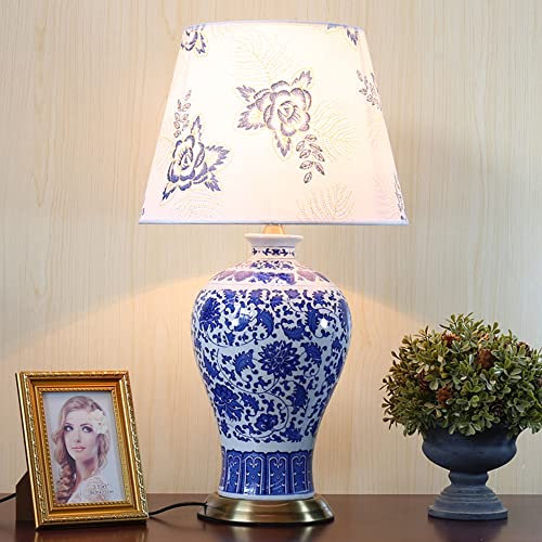 FAZRPIP 66 * 30 cm Vase Schlafzimmer Schreibtischlampe 5 Stile erhältlich chinesischer Tisch hellblau und weiß Porzellan glasierte Keramik Tischlampe Art Deco China antike Tischlampe