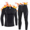 Acfoda Thermounterwäsche Herren, Skiunterwäsche Winter Warm Thermowäsche Set Weich Atmungsaktiv Thermo Unterwäsche Funktionswäsche Thermounterhemd Thermounterhose Schwarz S