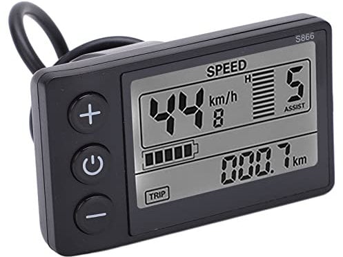 S866 Elektrisches Fahrrad-LCD-Display-Messgerät, 24 V 36 V 48 V Wasserdichtes Fahrrad-Display-Messgerät-Bedienfeld, Drahtloser Fahrrad-Tachometer-Kilometerzähler, GPS-Fahrradcomputer