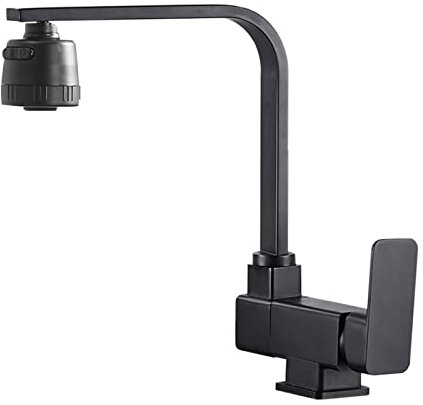 Vorfenster Küchenarmatur, Klappbarer Wasserhahn Küche Schwenkbar Messing Wasser Kalt und Heiß Multifunktional Spültischarmatur Unterfenster Schwarz