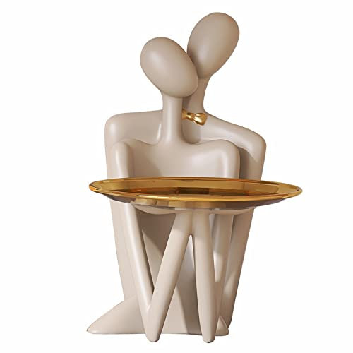 Bureau Foot Personnages Abstraits Modernes Couples Stockage d'ornements avec Plateau Cadeaux de Mariage pour Les Jeunes mariés Cadeau Homme Humour (a-Pink, One Size)