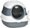 PawHut bac à litière pour Chat Maison de Toilette pour Chat Pliable Porte battante Lucarne + Pelle fournis 52 x 41 x 38 cm - Gris Blanc