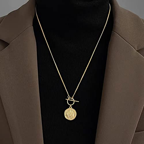 TseenYi Goldmünze Halskette Boho Münzanhänger Toggle Halskette Lange Pullover Kette Scheibe Halskette Kette Schmuck Für Frauen Und Mädchen Geschenke