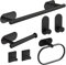 7 Pezzi Accessori Porta asciugamani Bagno, HASA zone Porta Portasalviette in Acciaio Inossidabile da 40cm, Portarotolo, Anelli Porta Salvietta, 4 Pezzi Appendi Accappatoio Bagno,Nero