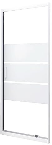 ONDÉE, Porte de Douche pivotante, Verre trempé 4 mm, 70x185 cm, Installation réversible, Profil en Aluminium Blanc Ajustable, poignée ABS, Fermeture magnétique
