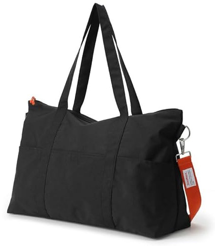 Sporttasche Reisetasche, Weekender für Damen und Herren, Gym Bag, Schwimmtasche, Faltbare Reisetasche,Große Kapazität Handgepäck Tasche für Reisen, Schwimmen, Gym, Yoga, Urlaub (Schwarz)