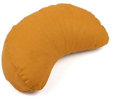 Bodhi Meditationskissen Halbmond Mini | Yogi MOND ECO | 100% Bio-Baumwollbezug | Yogakissen halbmondförmig mit Buchweizenfüllung | Halbmondkissen für Yoga & Meditation | Honig-gelb