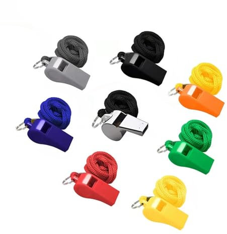 8 Stück Trillerpfeife Laut Notfall,Fussball Schiedsrichter Pfeife Fußball Trainer Pfeifen Set Kinder Sportunterricht Sportpfeife Zubehör Bunte Kunststoff Sportpfeifen für Hundetraining Sports Schiri