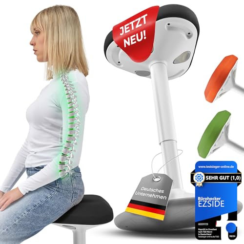 EZSIDE SMART-Sitzen: Bürohocker [Premium QUALITÄT] Sitzhocker ergonomisch mit Schwingeffekt|Ergonomischer Hocker höhenverstellbar|Stehhocker [rutschfest] Drehhocker für Homeoffice (Schwarz)