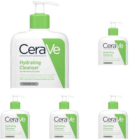 CeraVe Hydrating Cleanser for Normal to Dry Skin 236 ml with Hyaluronic Acid and 3 Essential Ceramides (Pack of 5)