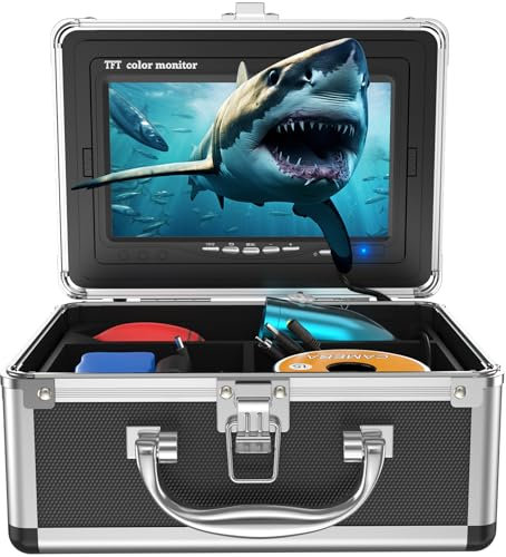 Anysun Unterwasser Fischfinder, 7-Zoll Eisfischen-Kamera, 12 IR-LEDs Fischkamera, Tragbare 1000TVL Unterwasserkamera 30m für Meer, See, Boot, Eisangeln