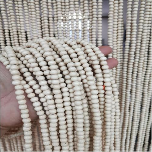 White Toilet Wooden Bead Curtain with 27 Strands String Bead Curtain Living Room Partition Wooden Doorway Beads Hanging Door Screen,White,27strands70x215cm