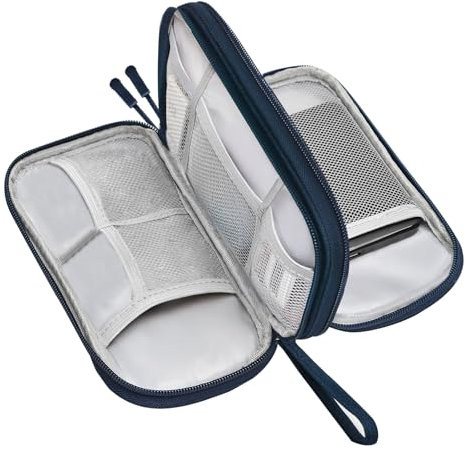 Mokhike Borsa per Cavi, Elettronici Porta Cavi Organizer Viaggio, Accessori Borsa Custodia, Borsa Universale Organizer Cavi Portatile per USB, Schede SD, Caricabatterie, Hard Disk (blu)