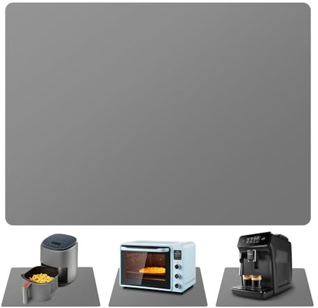 KittchenRaku Large Silicone Mat for Kitchen Worktop Protector, Extra Thick (2mm) Heat Resistant Mat for Air Fryer Site on,Nonstick Heat Resistant Countertop Mat, 60x40 cm (Grey)