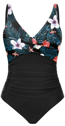 Tuopuda Badeanzug Damen Bauchweg Push Up Bademode Rückenlos Sexy V Ausschnitt Monokini One Piece Swimsuits Schlankheits Swimwear Einteiliger Badeanzüge