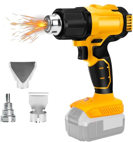 ConBlom Cordless Heat Gun, Hot Air Gun Compatible for DeWalt 20V Battery, 4 Nozzle, 2 Temperature Setting 300°C/550°C Heat Gun for Shrink Tubing, Crafts, Resin & Decorating (No Battery)