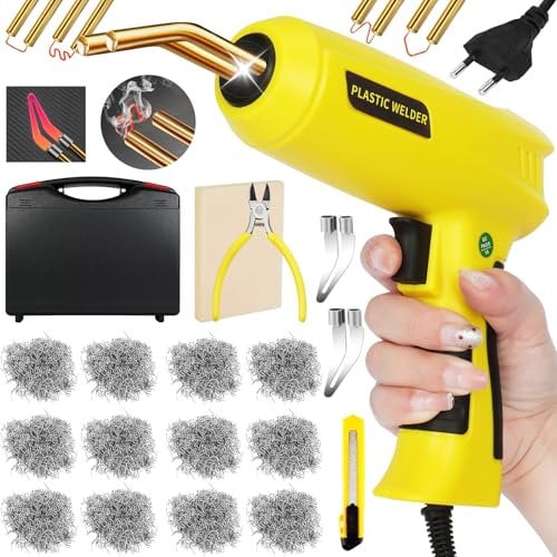 TAVADA 200W Saldatrice per Plastica,Kit di Riparazione Paraurti Auto con 900pcs 6 Tipo Graffette,Plastica Saldatrice Kit per la Riparazione Delle Parti di Plastica