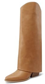 QUEEN HELENA Camperos Alti Stivali Texani a Gambale Largo con Tacco Donna X31-109 (Marrone, Sistema Taglie Calzature EU, Adulto, Donna, Numero, Media, 38)