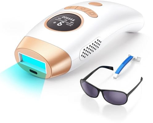 FENCY IPL Geräte Haarentfernung für Frauen und Männer, schmerzfreie und langlebige Ergebnisse, LCD -Bildschirm, Home Laser Haarentfernung für Achselhöhlen -Gesichtsbeine Bikini,Weiß