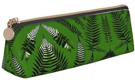 JIUTY Federmäppchen mit natürlicher Pflanzen-Silhouette, Farnblätter, kleine Reißverschlusstasche für Bleistifte, Stifte, Marker, Make-up, Münzen, weiß, Einheitsgröße, Taschen-Organizer