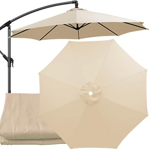 2m-4m Replacement Parasol Canopy with Top Vent, UPF 50+ Garden Parasol Replacement Canopy, 6/8 Rib replacement parasol fabric cover for Garden Umbrella (Beige Yellow,8 Ribs-2.3m(7.5ft))