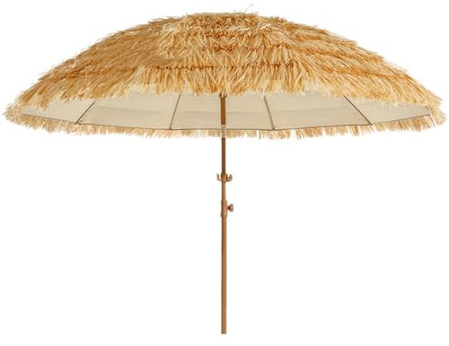 JTPMYFT Parasol de terrasse en chaume avec Design inclinable, 10 Baleines et mât en Bois avec Dessus en Fausse Paille for Plage/terrasse/Bord de Piscine en extérieur(2m(78.7inch))