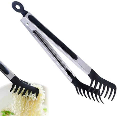 Doiyislem Pinzas Para Servir Espaguetis, Tenedor de Espaguetis con Recubrimiento Antiadherente, Accesorio Cocina Anticorrosión Con Mango Largo Para Carne Exteriores