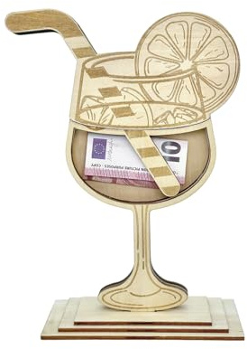 Eroionet Aperol Geldgeschenk, Geldgeschenk aus Holz, Geldgeschenk in Glas mit Weinglas Geldverpackung, Geschenk für Hochzeit oder Geburtstag, Elegantes Geldgeschenk für Jubiläum und besondere Anlässe